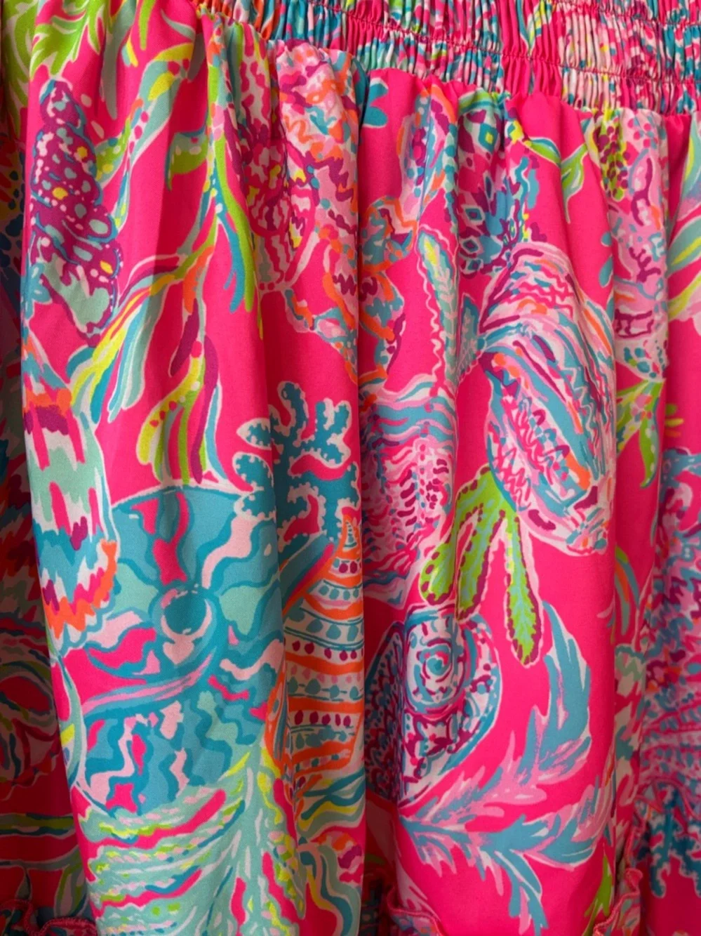 Lilly Pulitzer Deavan Pink Floral Tiered Midi Skirt, Medium - Picture 4 of 7